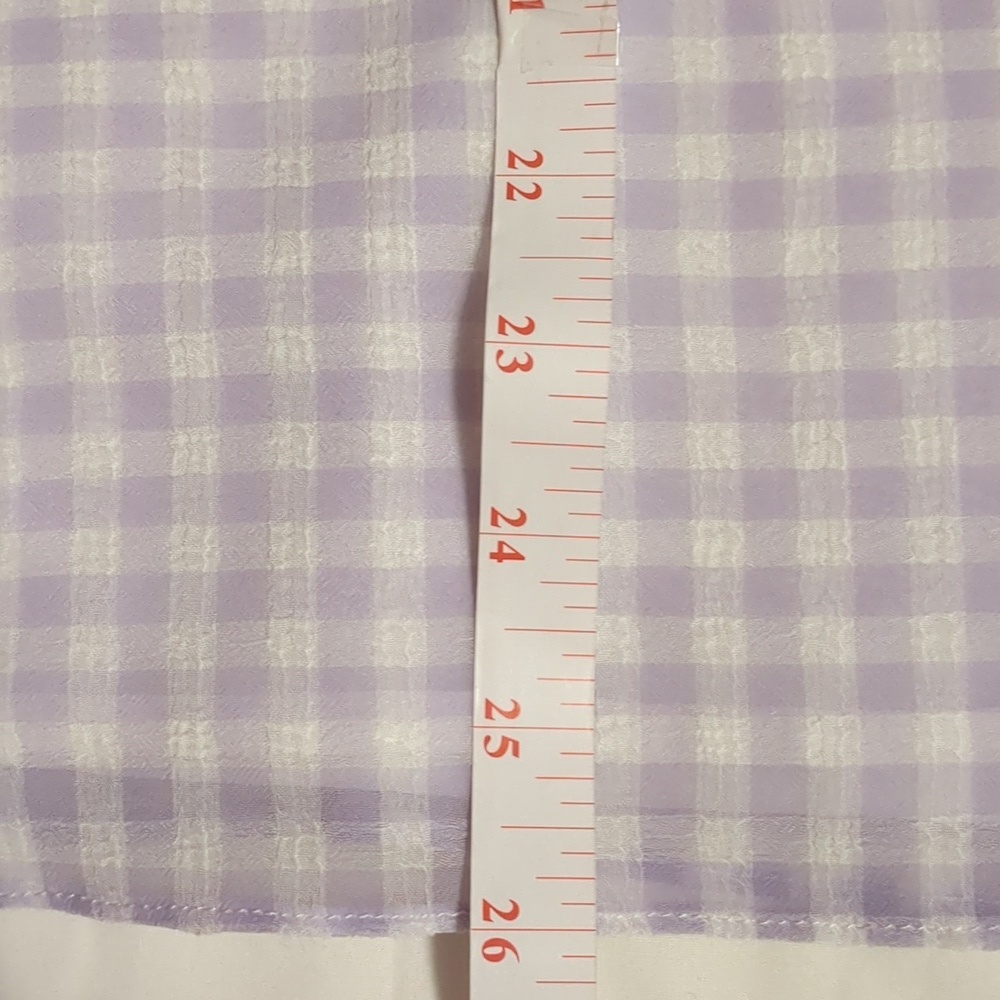 Calvin Klein Women Purple/White-V Neck Blouse 3/4 Sleeves Gingham check Size S - Picture 11 of 11